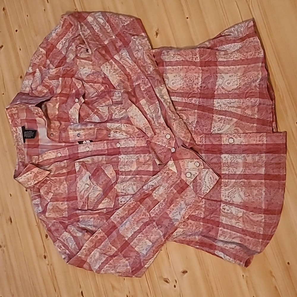 Wrangler Retro pink western plaid shirt size M, NWT